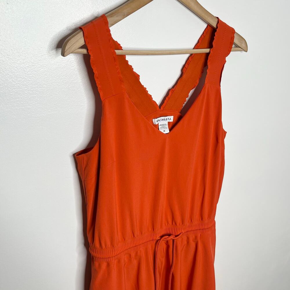 Athleta Womens Savanna Mini Dress Medium Orange Drawstring Pockets Athleisure - Picture 4 of 12